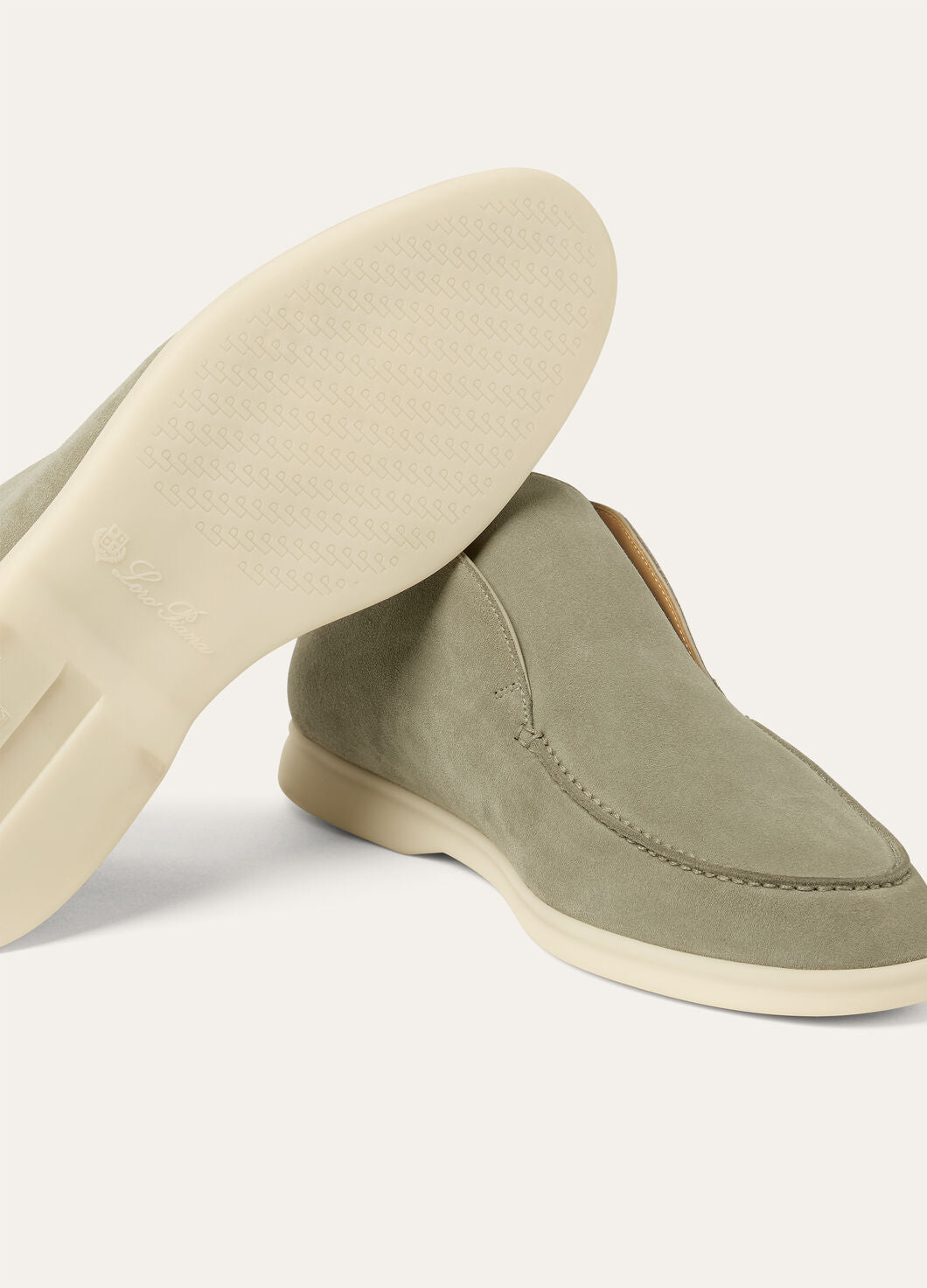 Open Walk Polacchini in suede leather in Military Grey