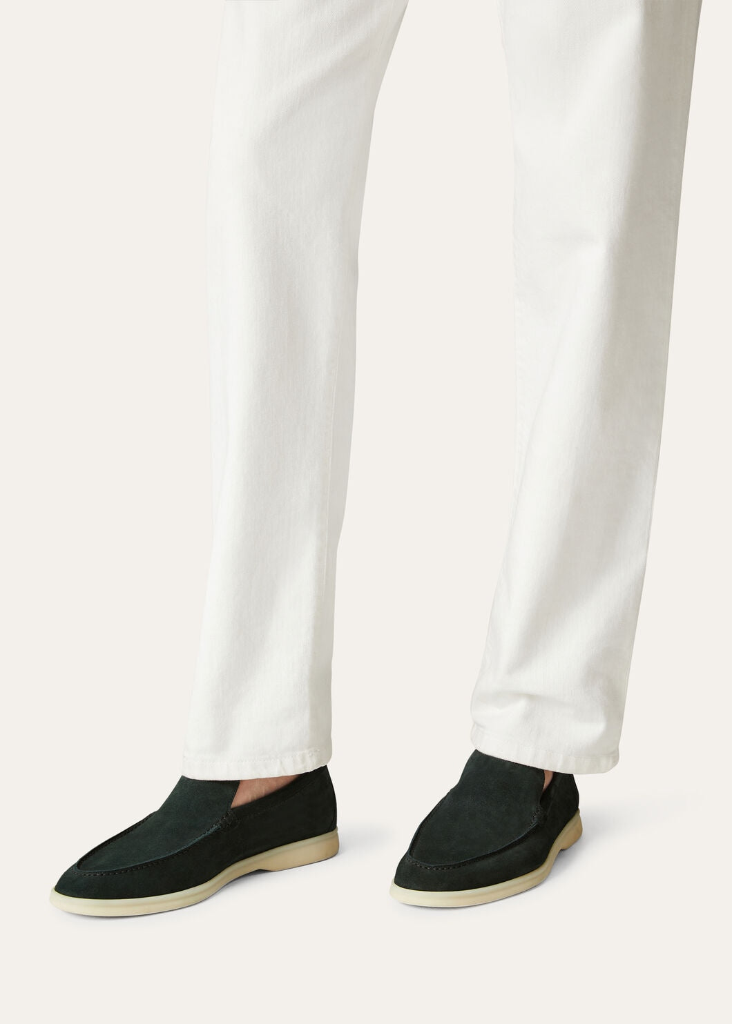 Men's Summer Walk Moccasins in Dark Green Suede