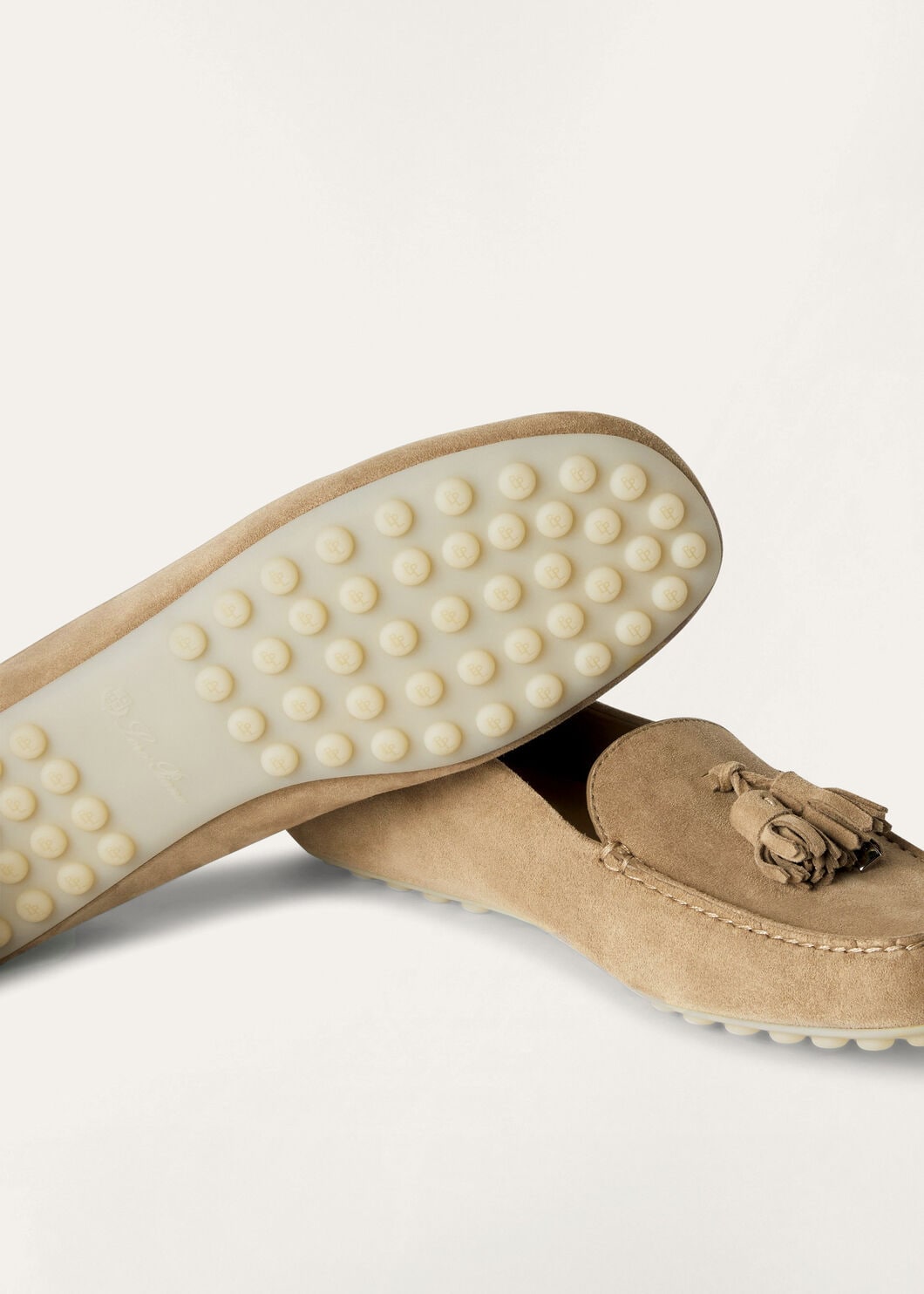 Women's Dot Sole Walk Moccasins in Beige Suede