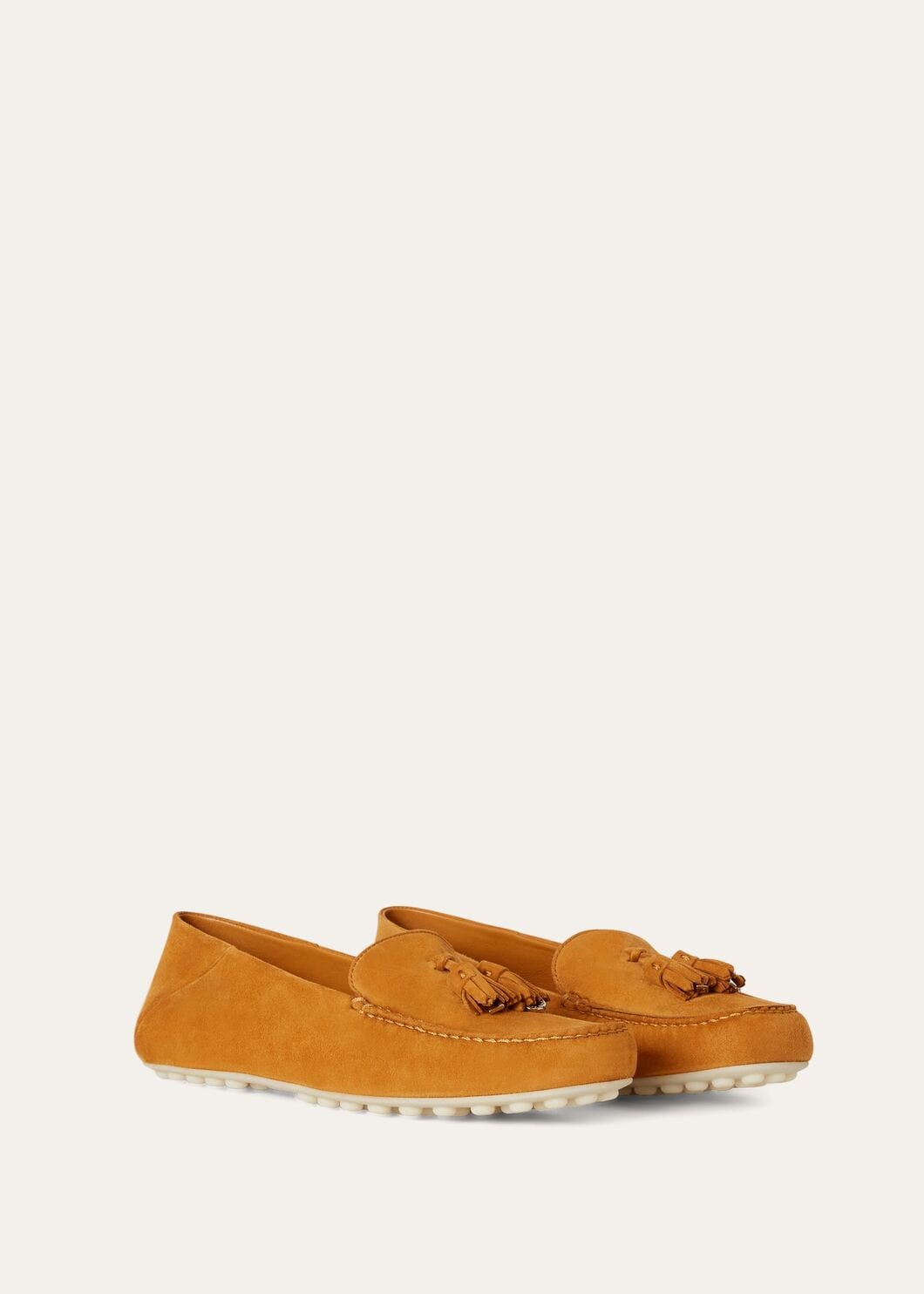 Women's Dot Sole Walk Moccasins in Orange Suede