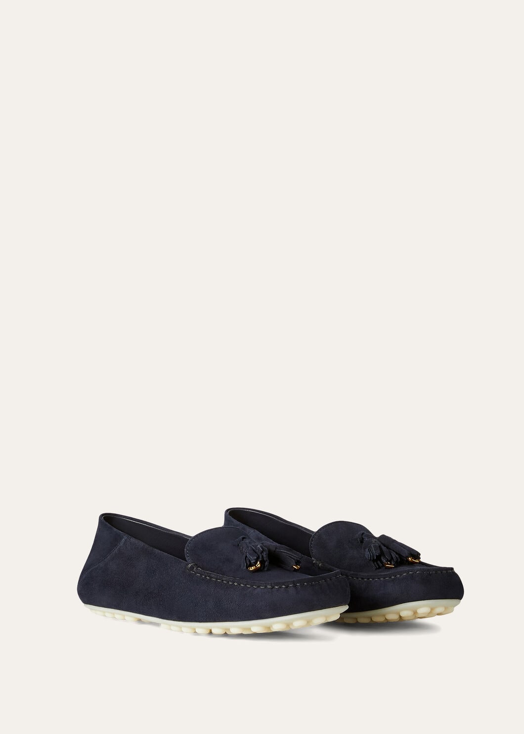 Women's Dot Sole Walk Moccasins in Navy Blue Suede