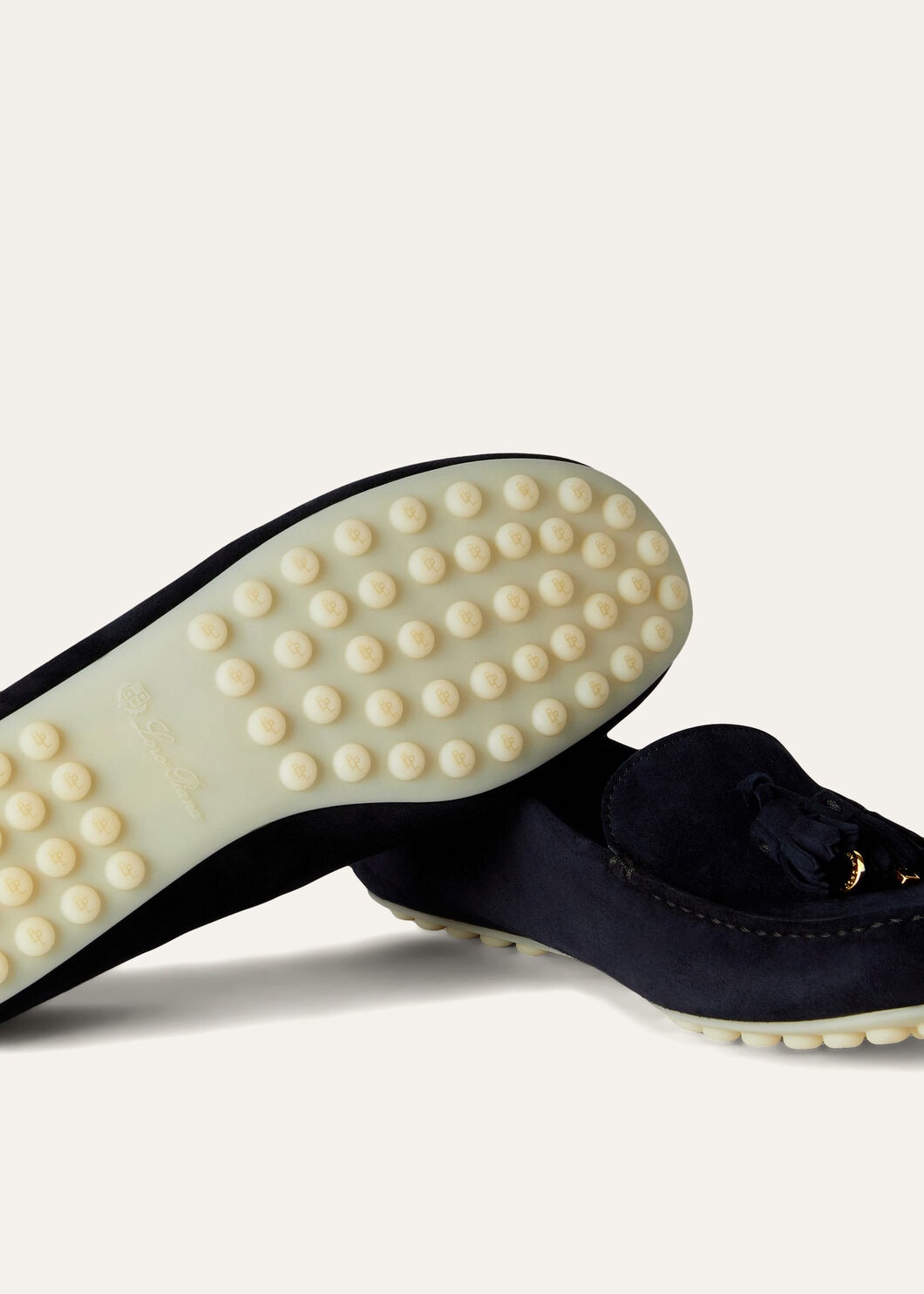 Women's Dot Sole Walk Moccasins in Navy Blue Suede