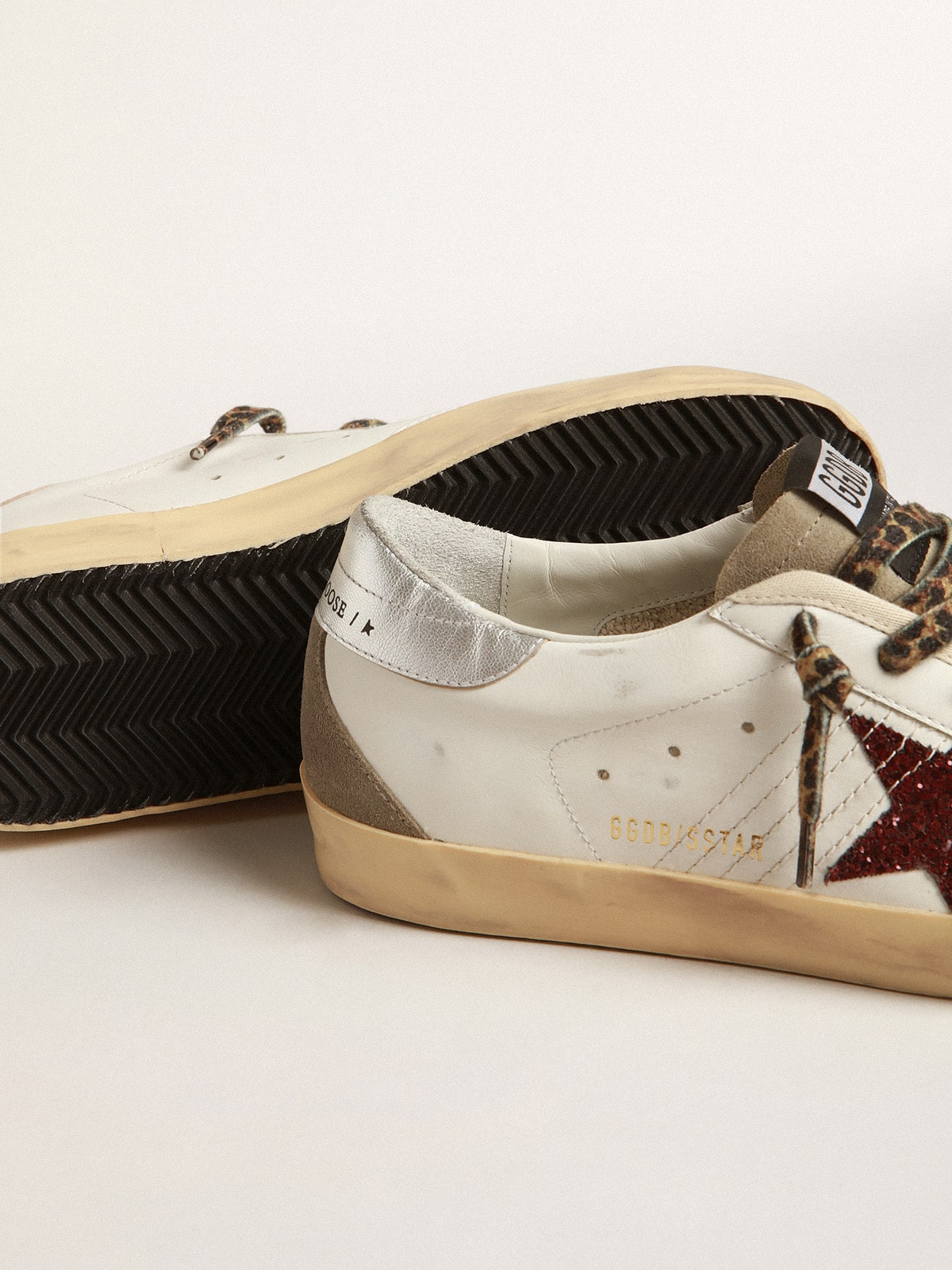 Super-Star with burgundy glitter star and silver heel cap