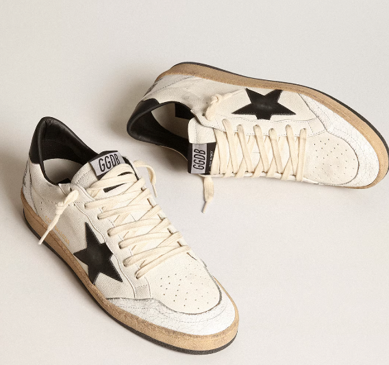 Ball Star in white nappa leather with black star