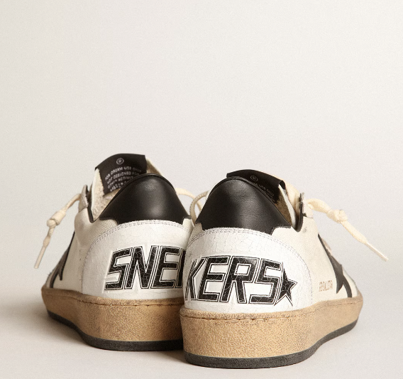 Ball Star in white nappa leather with black star