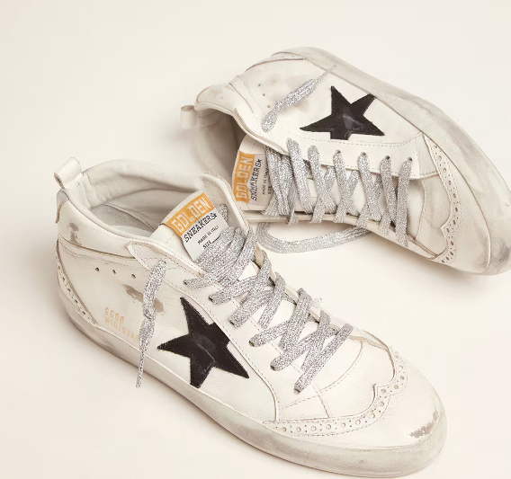 Mid Star with laminated heel tab and glitter shoelaces