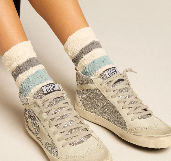 Superstar Women's Sneakers in Silver glitter with star and ice-coloured details