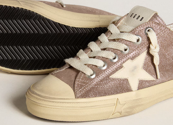 V-Star sneakers in brown laminated suede with cream leather star