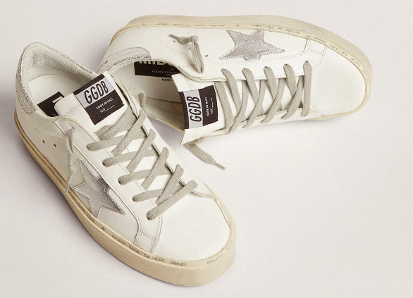 Hi Star women's sneakers with star and heel tab in metallic silver leather