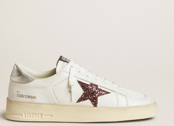 Stardan sneakers in nappa leather with glitter star and heel tab made of laminated leather