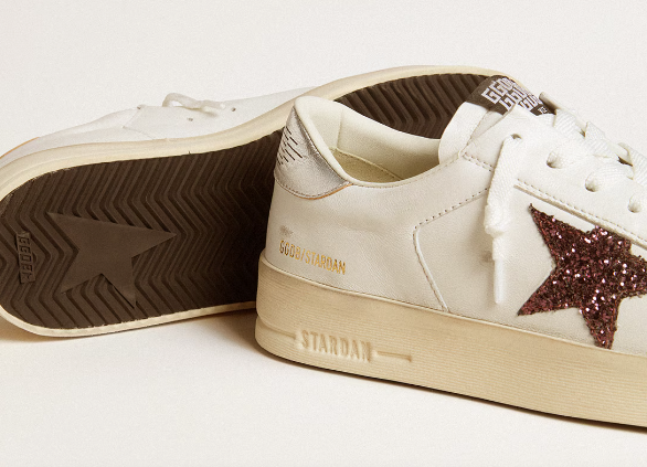 Stardan sneakers in nappa leather with glitter star and heel tab made of laminated leather