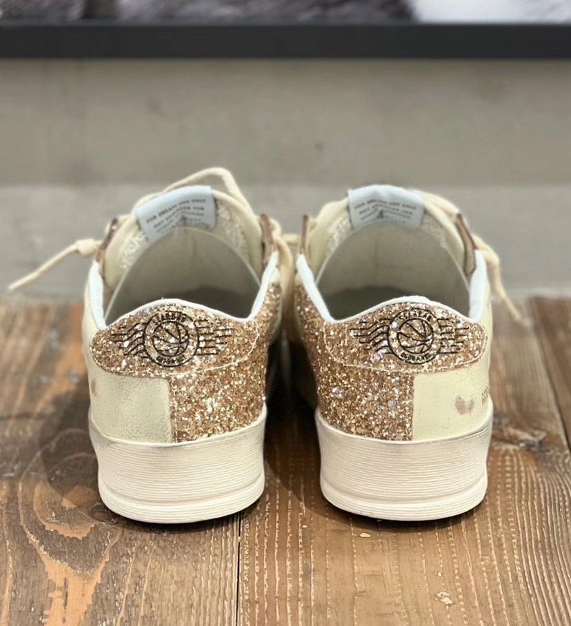 Ball Star sneakers with golden glitter accents