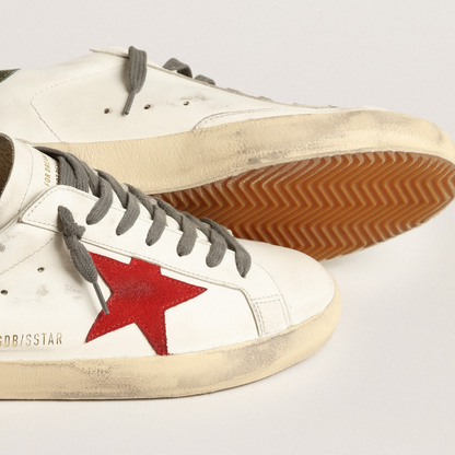 Super Star sneakers in red suede with green leather heel tab