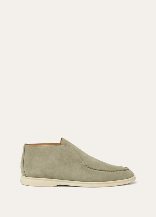 Open Walk Polacchini in suede leather in Military Grey
