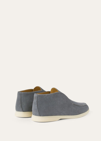 Open Walk Polacchini in suede leather in ice blue