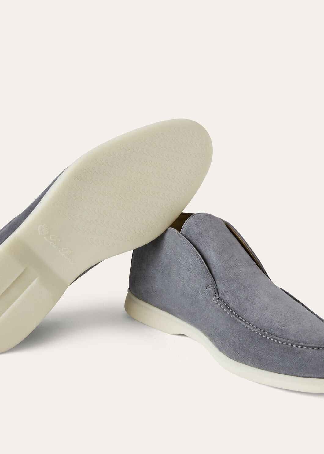Open Walk Polacchini in suede leather in ice blue