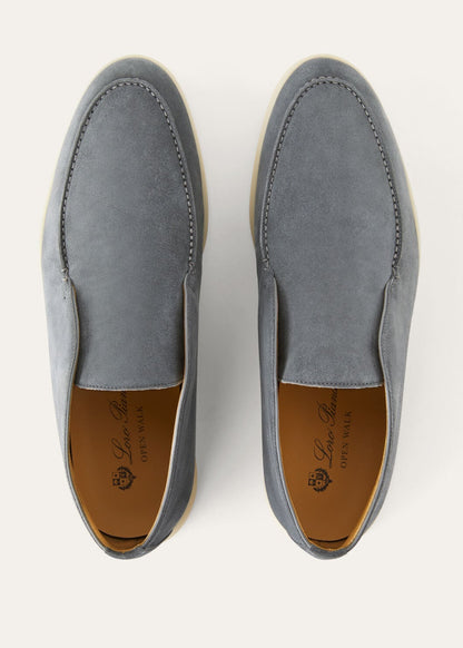 Open Walk Polacchini in suede leather in ice blue