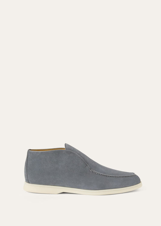 Open Walk Polacchini in suede leather in ice blue