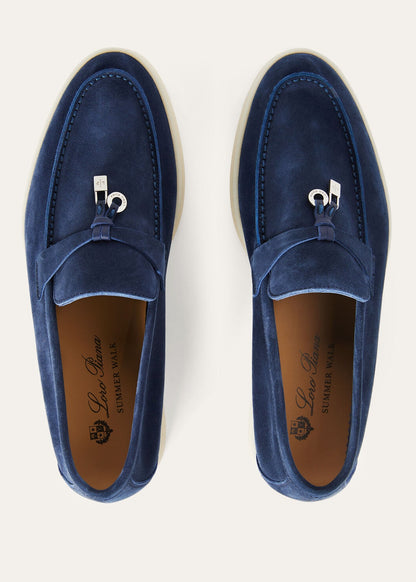 Summer Charms Walk Moccasins in Dark Blue Suede