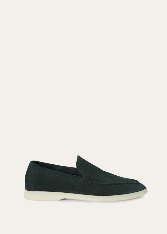 Men's Summer Walk Moccasins in Dark Green Suede