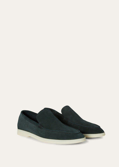 Men's Summer Walk Moccasins in Dark Green Suede