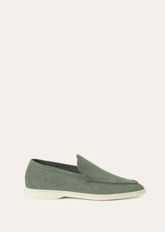 Men's Summer Walk Moccasins in Jade Green Suede