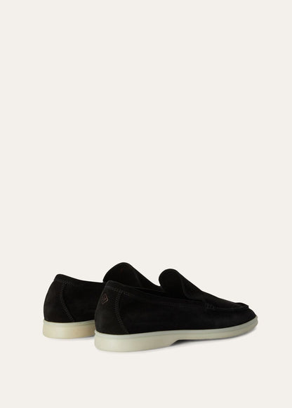 Men's Summer Walk Moccasins in Black Suede