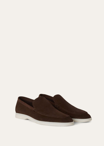 Men's Summer Walk Moccasins in Chocolate Brown Suede
