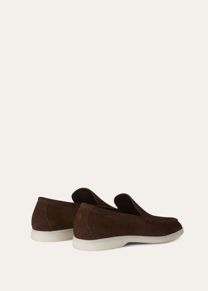 Men's Summer Walk Moccasins in Chocolate Brown Suede