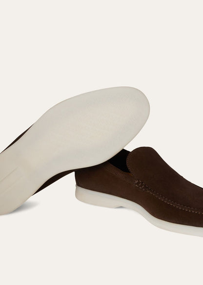 Men's Summer Walk Moccasins in Chocolate Brown Suede