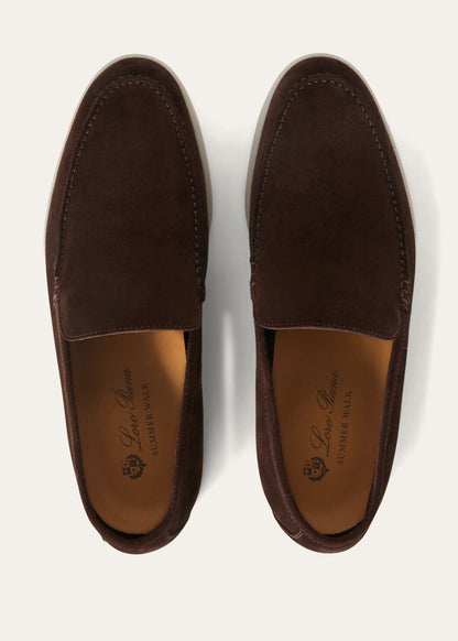 Men's Summer Walk Moccasins in Chocolate Brown Suede