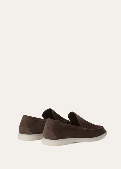 Men's Summer Walk Moccasins in Dark Grey Suede