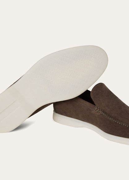 Men's Summer Walk Moccasins in Dark Grey Suede