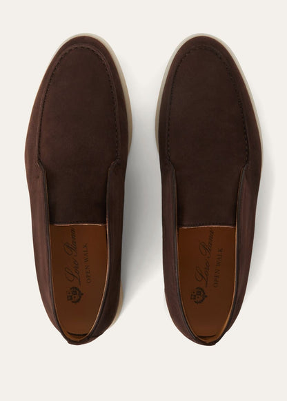 Open Walk Polacchini in Chocolate Brown suede leather