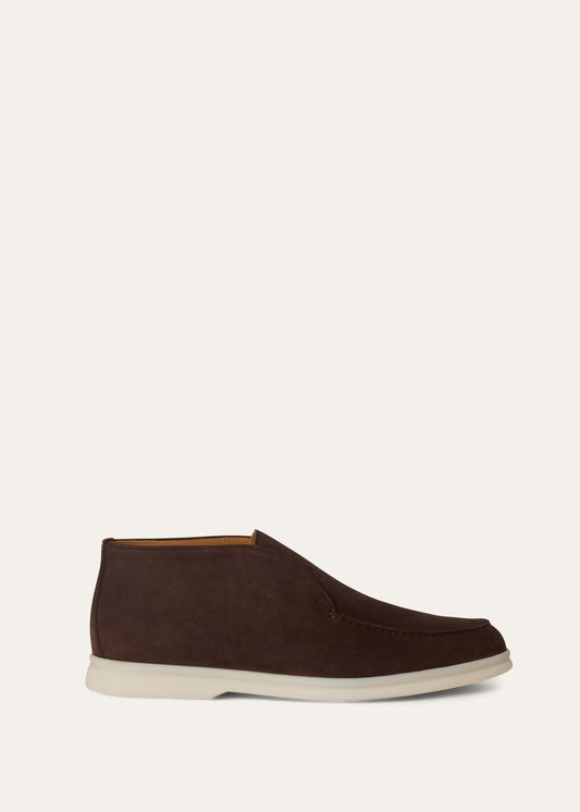 Open Walk Polacchini in Chocolate Brown suede leather