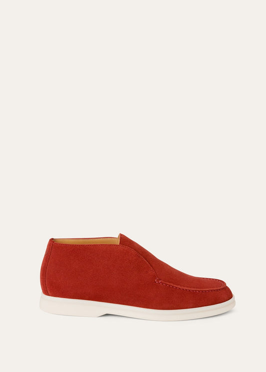 Open Walk Suede Loafers in Red