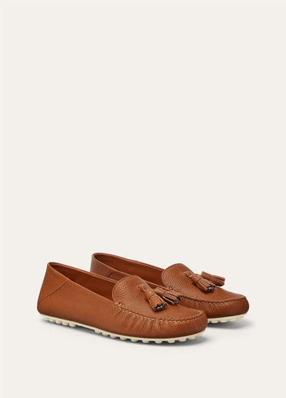 Women's Dot Sole Walk Moccasins in Brown Leather