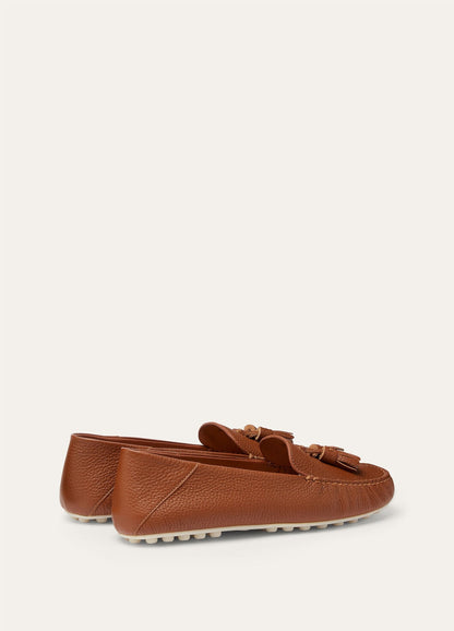 Women's Dot Sole Walk Moccasins in Brown Leather