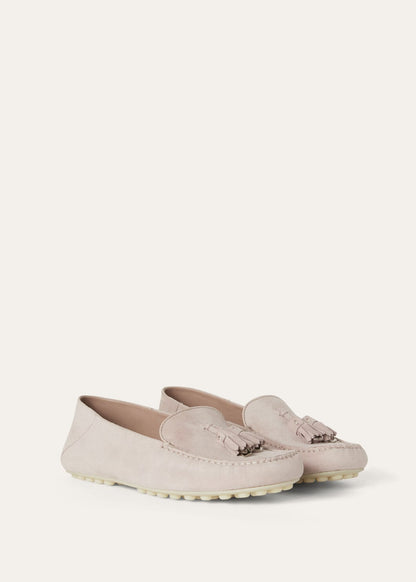 Women's Dot Sole Walk Moccasins in Pink Suede