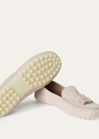 Women's Dot Sole Walk Moccasins in Pink Suede