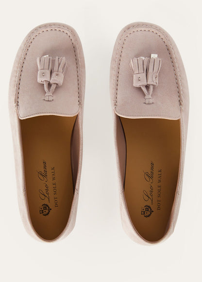 Women's Dot Sole Walk Moccasins in Pink Suede