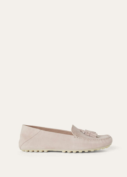 Women's Dot Sole Walk Moccasins in Pink Suede