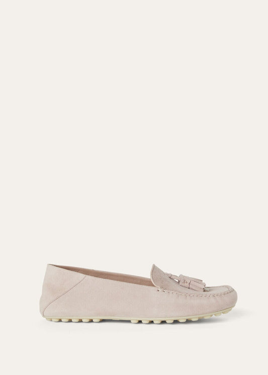 Women's Dot Sole Walk Moccasins in Pink Suede