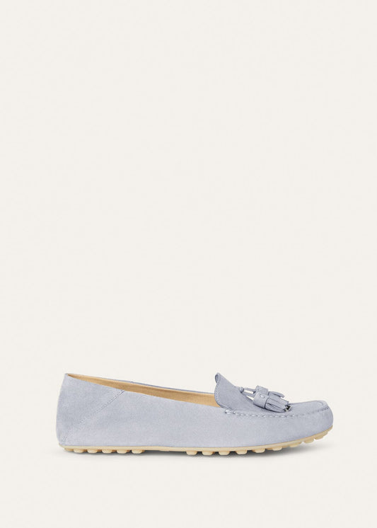 Women's Dot Sole Walk Moccasins in Zircon Suede