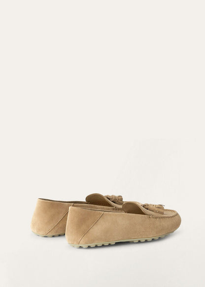 Women's Dot Sole Walk Moccasins in Beige Suede