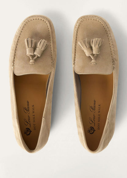 Women's Dot Sole Walk Moccasins in Beige Suede