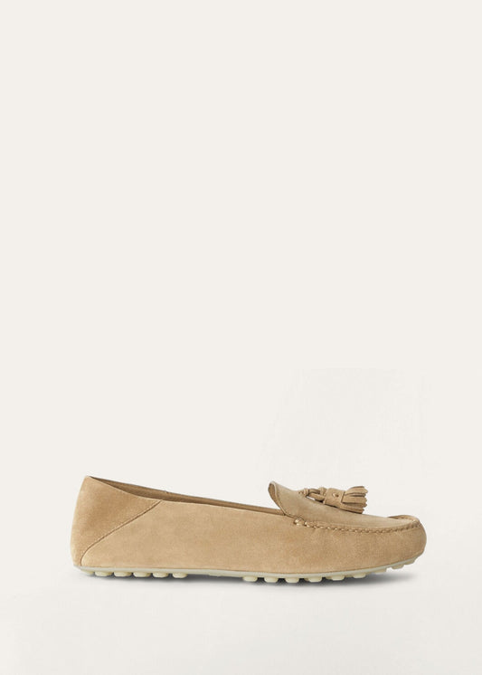 Women's Dot Sole Walk Moccasins in Beige Suede