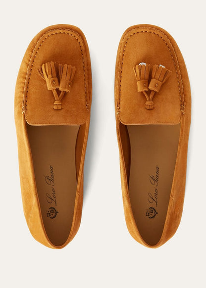 Women's Dot Sole Walk Moccasins in Orange Suede