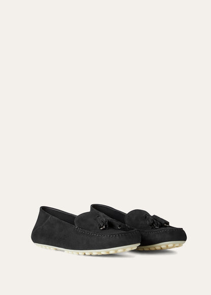 Women's Dot Sole Walk Moccasins in Caviar Suede