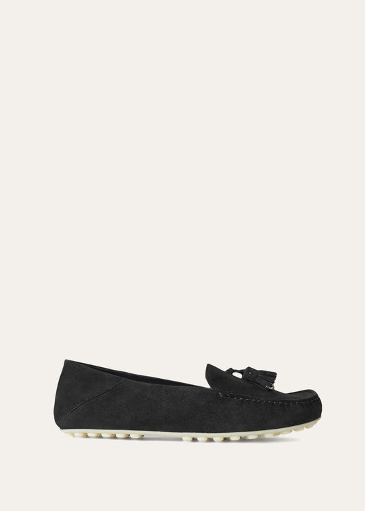 Women's Dot Sole Walk Moccasins in Caviar Suede